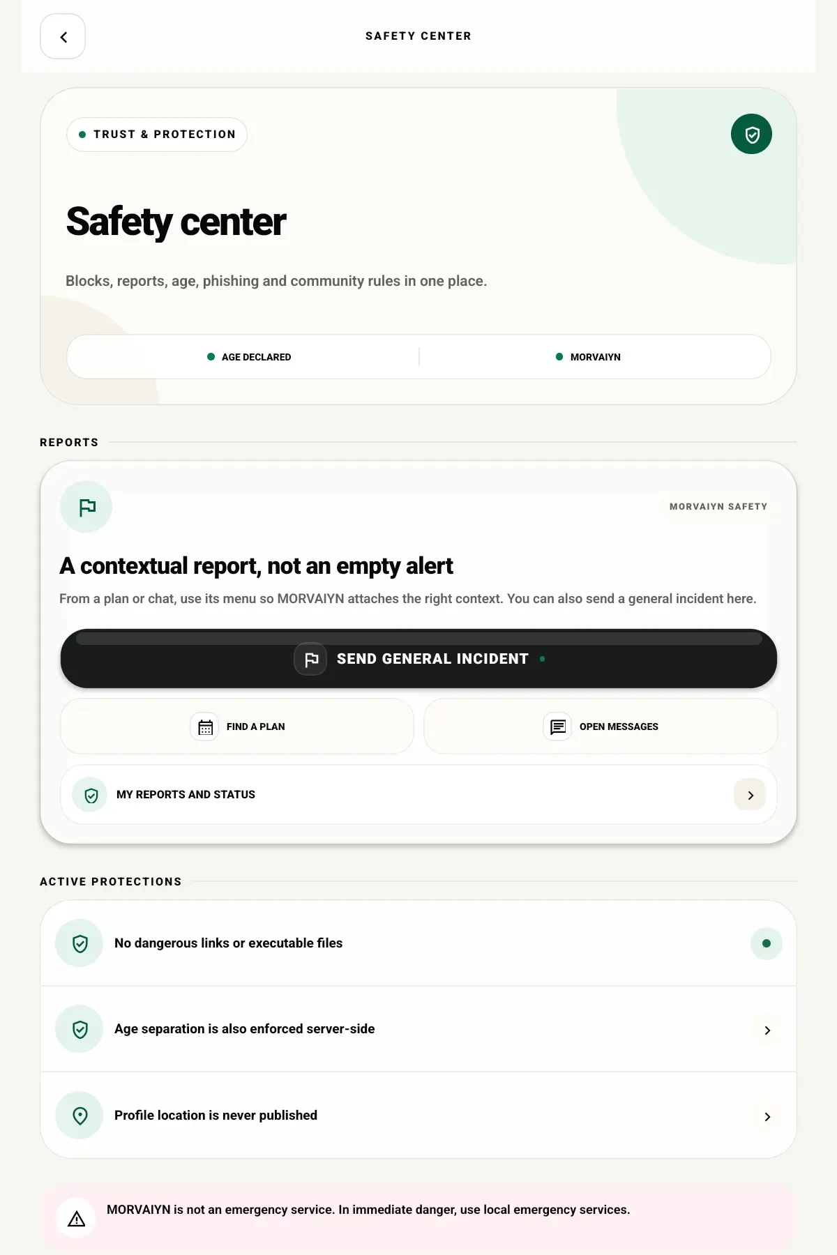 MORVAIYN Safety Center